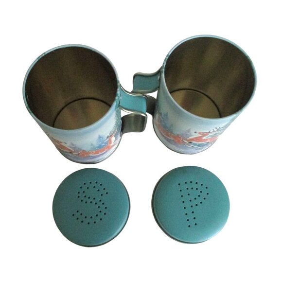 Vintage Deer Salt & Pepper Shakers - Metal Tin Set - Winter Decor Serveware - Picture 5 of 6